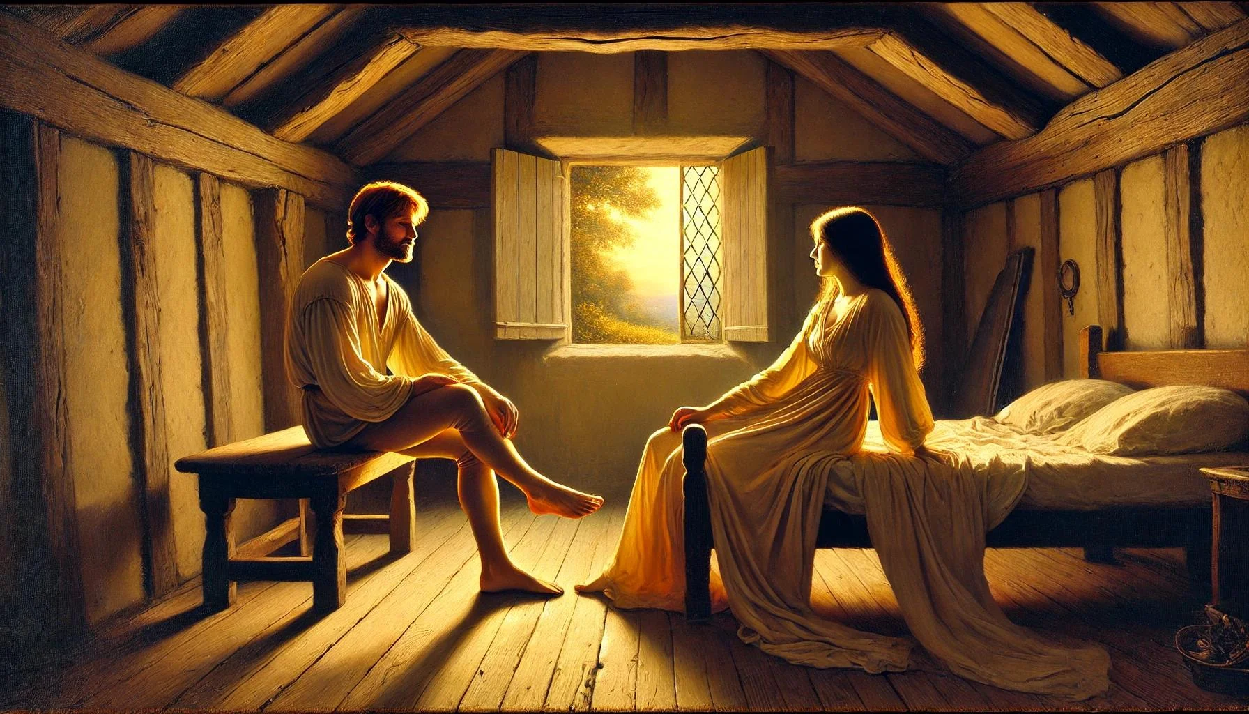 Man and Woman inside Cottage different painting styles picture 4 of 9
