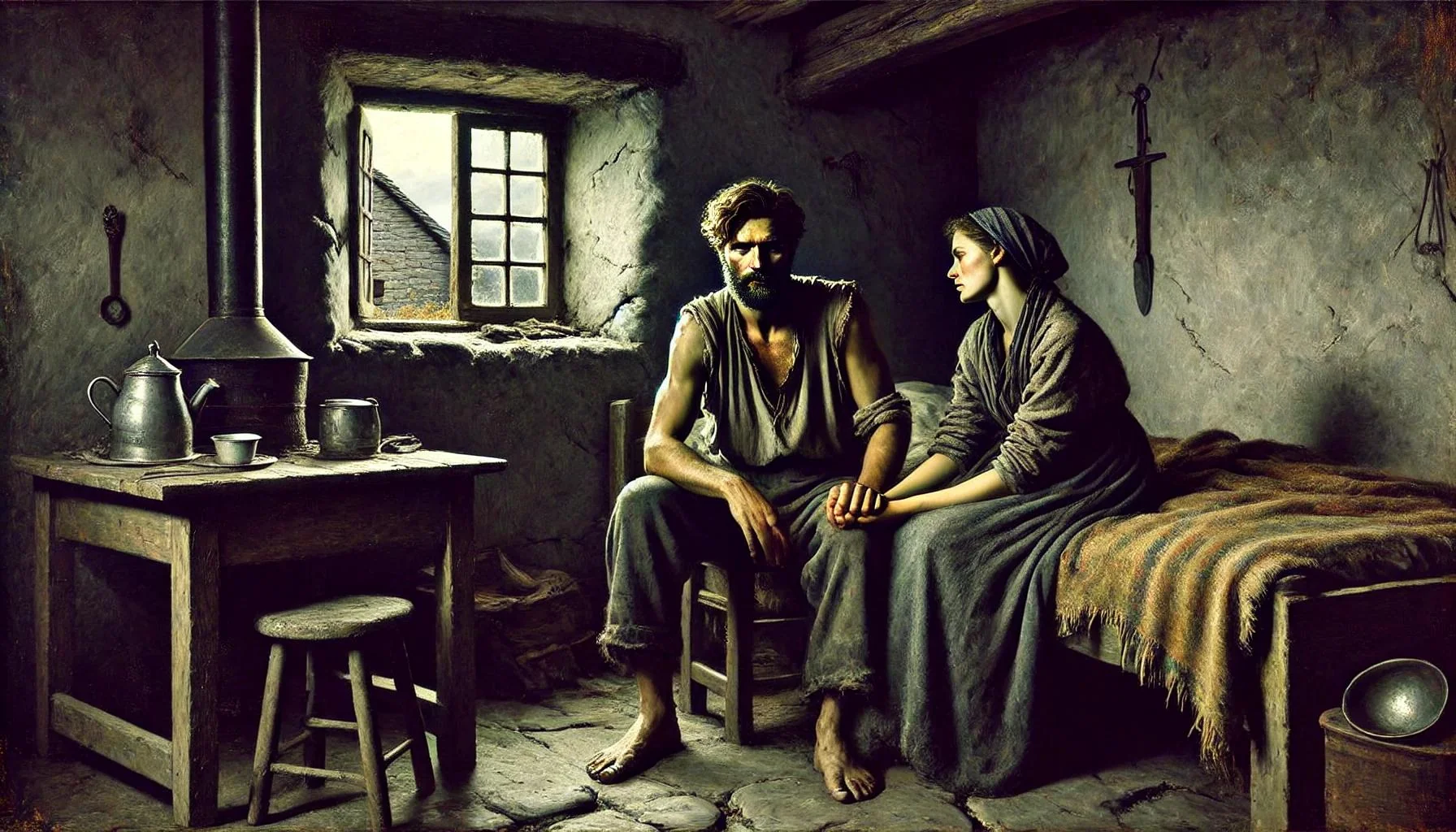 Man and Woman inside Cottage different painting styles picture 5 of 9