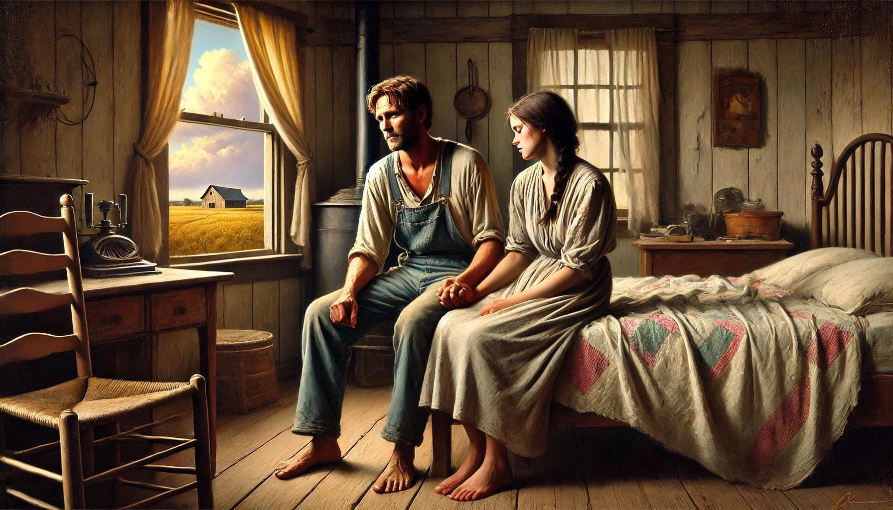 Man and Woman inside Cottage different painting styles picture 7 of 9