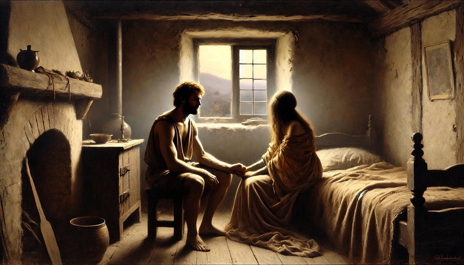 Man and Woman inside Cottage different painting styles picture 8 of 9