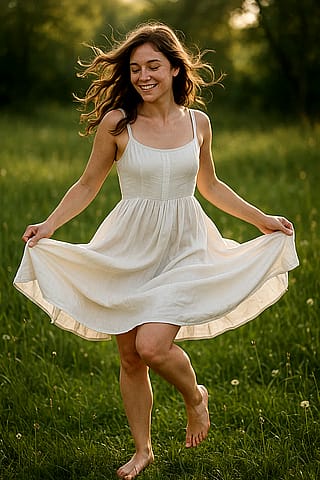 Girl dancing in the grass'