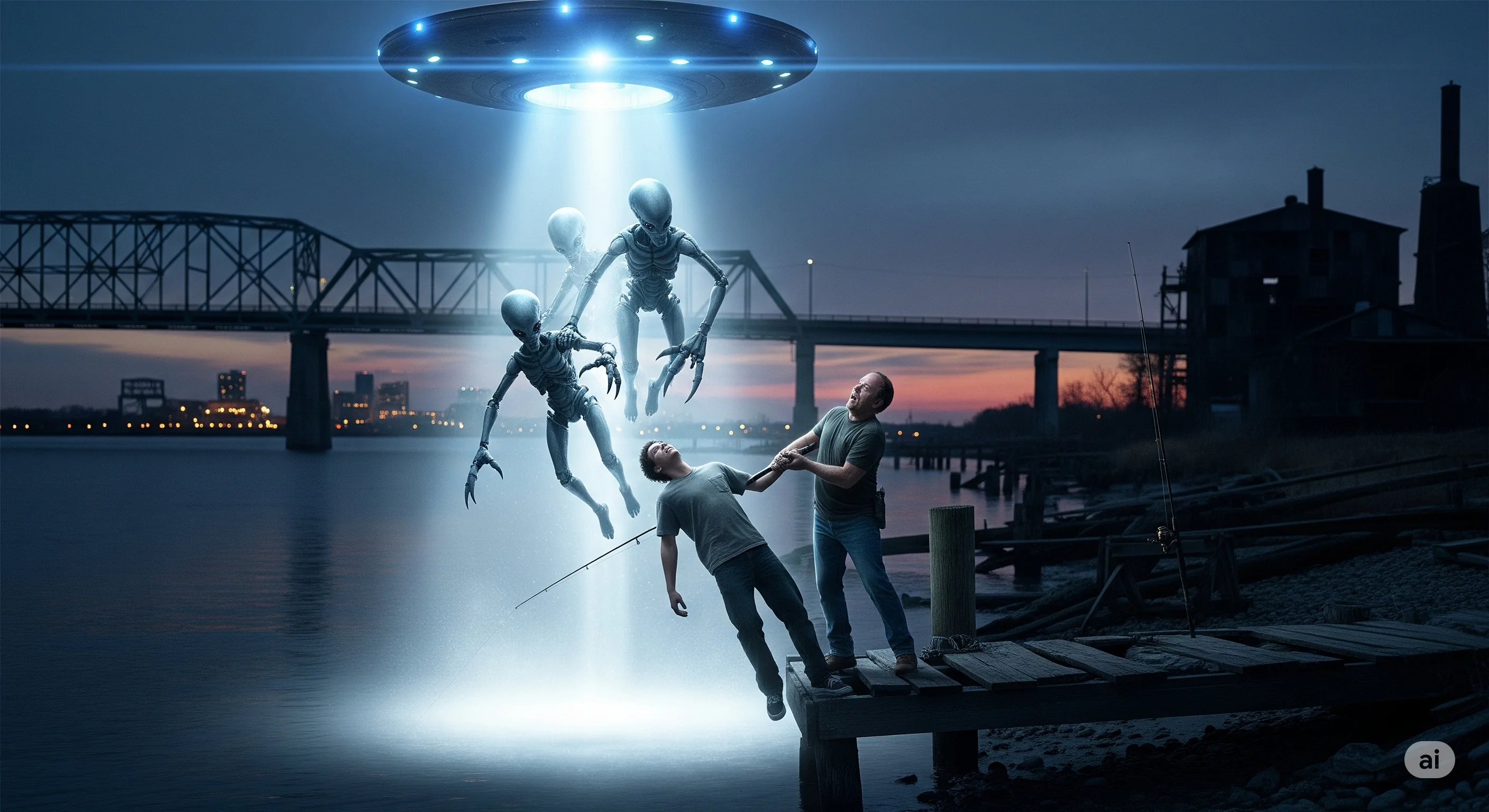 Visualization of the alien abduction case in Pascagoula in 1973 using different AI models. picture 1 of 4