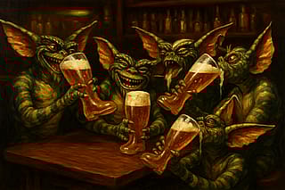 Ai art gremlins in a bar drink das boot 👢'