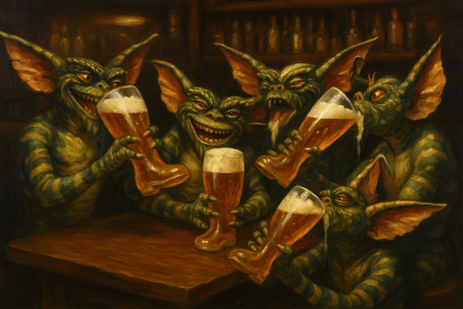 Ai art gremlins in a bar drink das boot 👢 picture 1 of 1