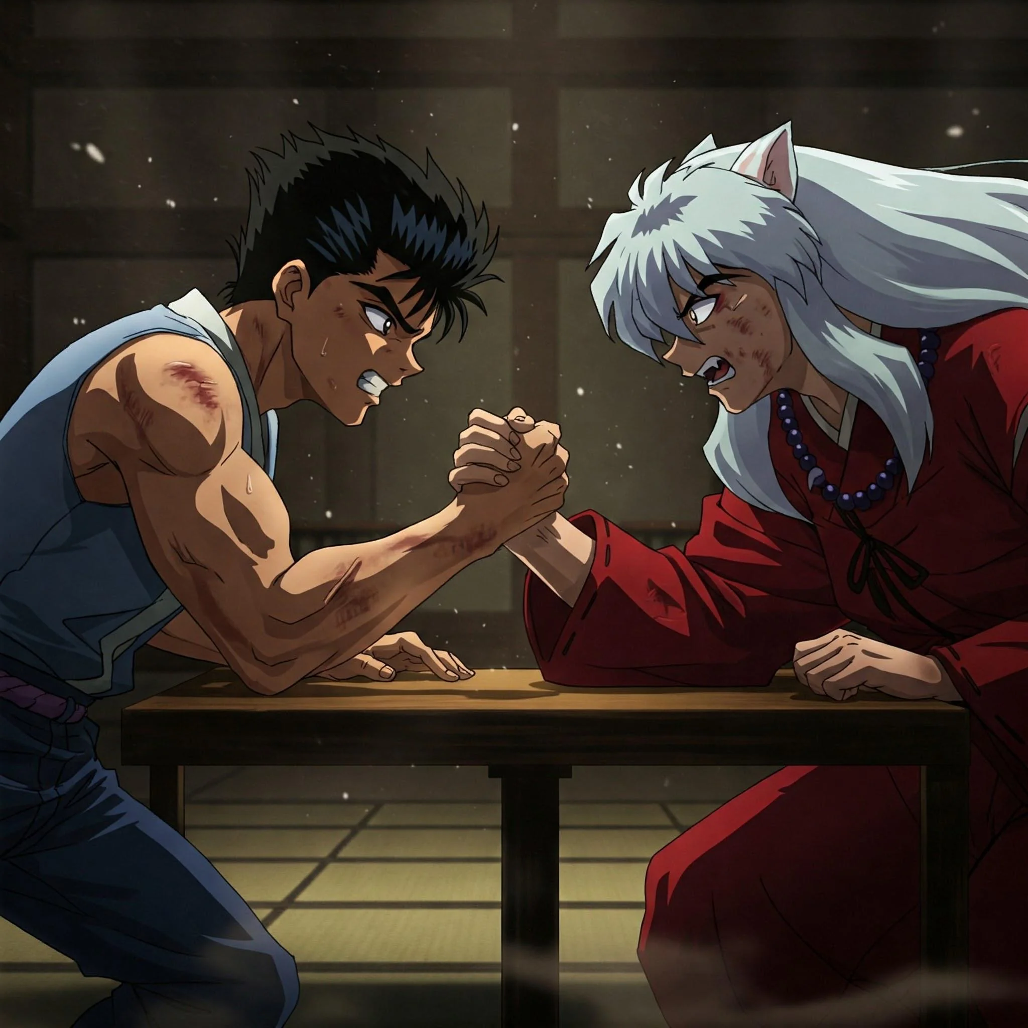 InuYasha arm wrestling with Urameshi Yusuke (Yu Yu Hakusho) picture 1 of 1