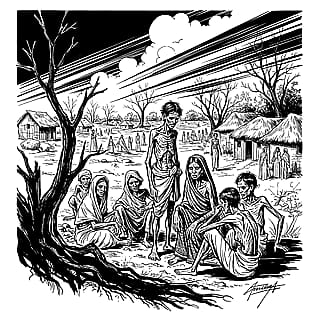 The Bengala famine , 1944 (1950s newspaper illustration)'