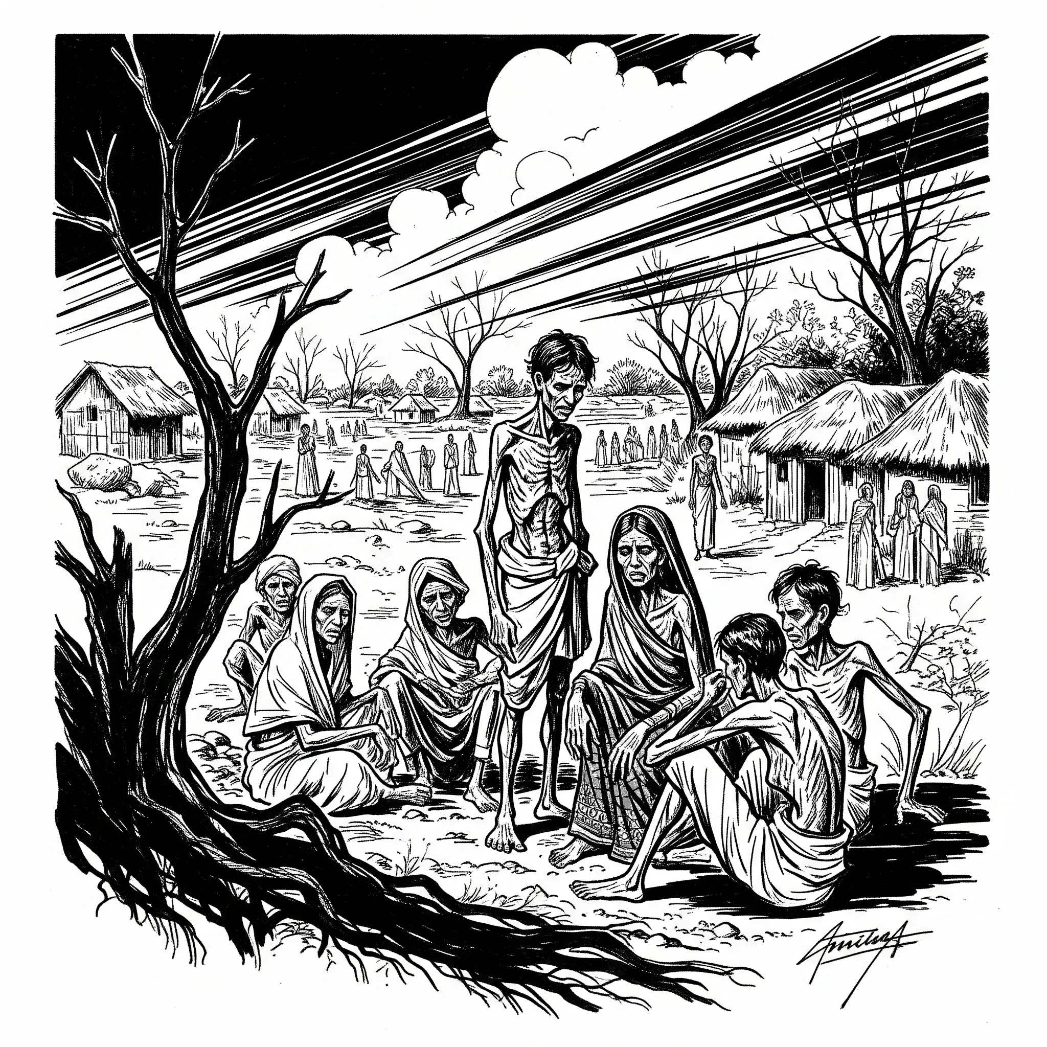 The Bengala famine , 1944 (1950s newspaper illustration) picture 1 of 1