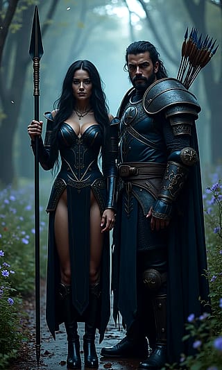 My ai art of Dame elarya and knight Lior'
