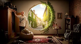 "Living room opening onto the old street" - (A scene from my dream I've seen 1 year ago)'