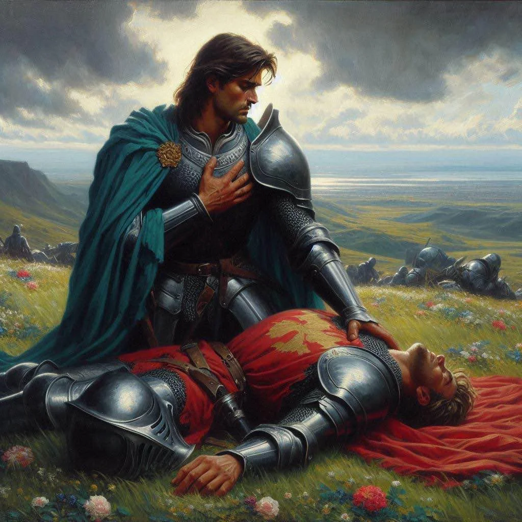 Warrior tragically finding his king killed in battle picture 1 of 1