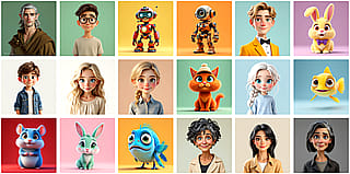 A snapshot of some characters created by users with Avenue Stories (powered by Flux)'