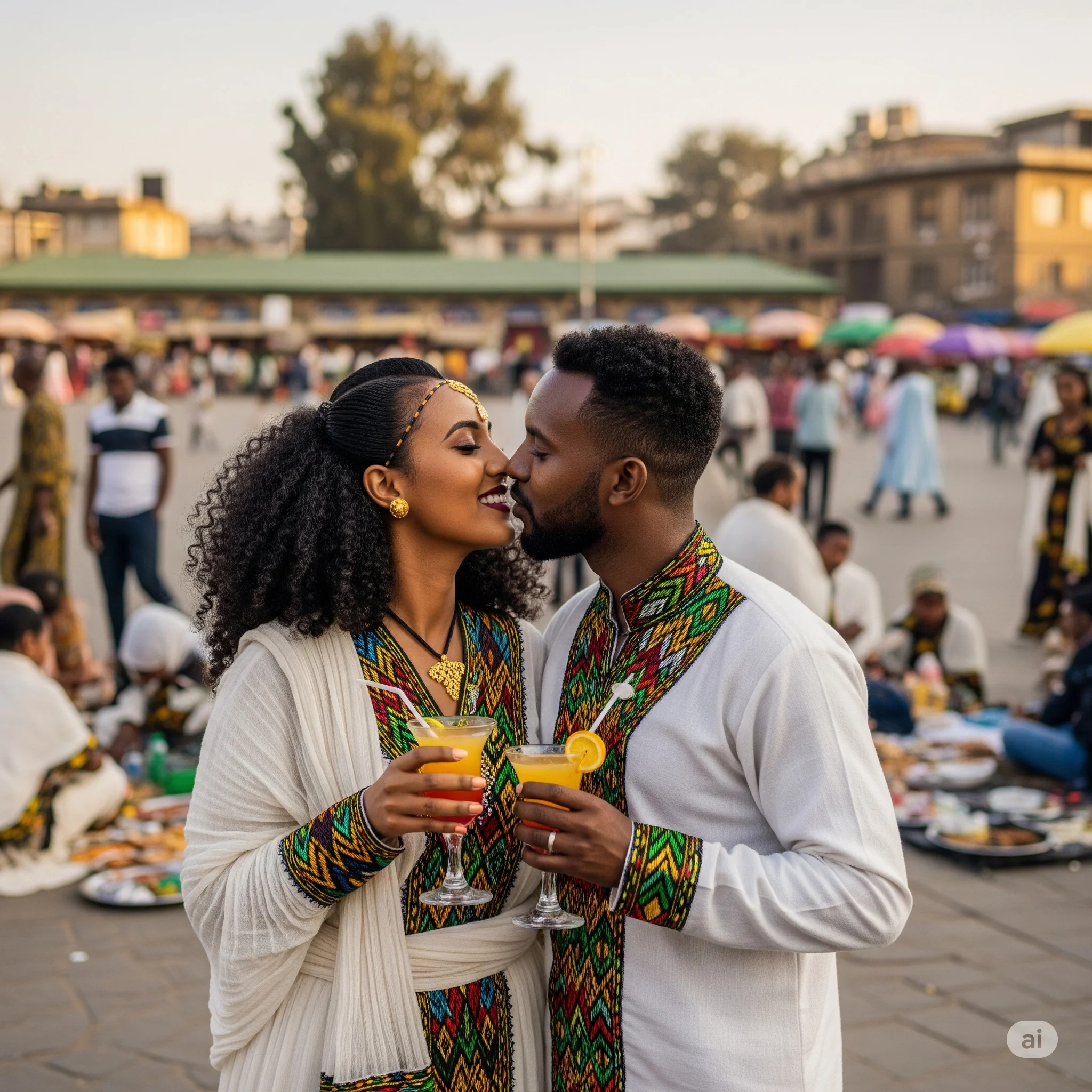 Two young Ethiopians having a cocktail in Addis Abeba picture 1 of 1