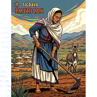 Image of an Etiopian woman of tigray tilling the fields (1940s cover of novel )'