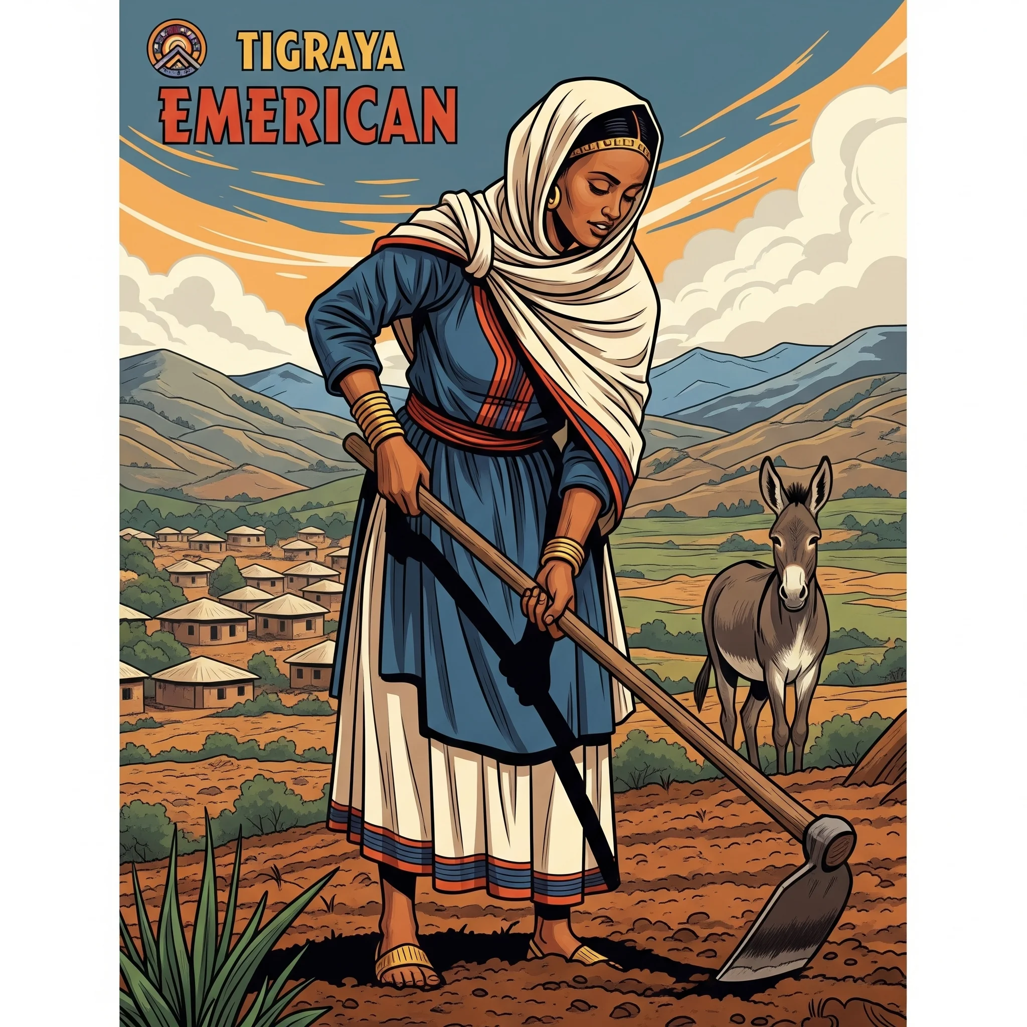 Image of an Etiopian woman of tigray tilling the fields (1940s cover of novel ) picture 1 of 1