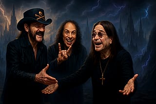 Lemmy Kilmister and Ronnie James Dio welcome Ozzy Osbourne to their ranks.'