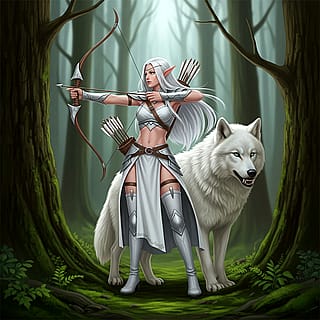 Elf in wolf company'