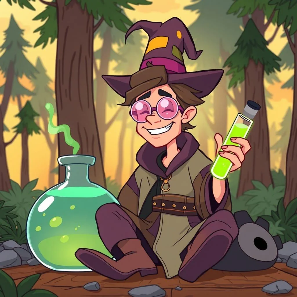 The young alchemist enjoying some delightful "remedies." picture 1 of 1