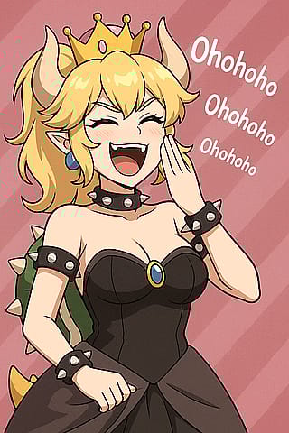 Bowsette doing that anime Ritch girl laugh.'