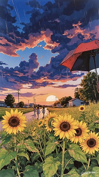 Umbrella, Sunset, and Summer Memories / Phone Wallpaper Archives'
