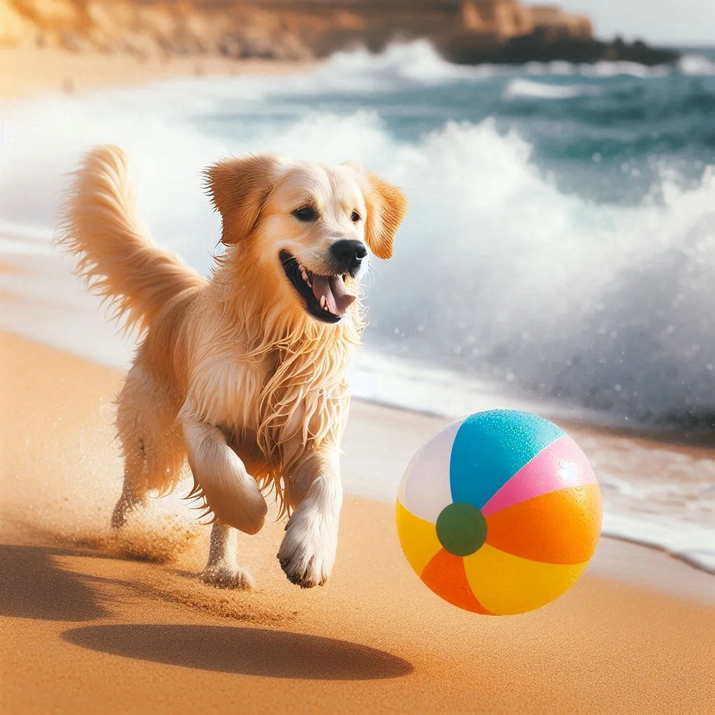 Dog Playing on a Beach picture 2 of 4