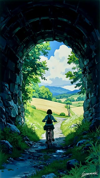 Summer Scenery Beyond the Tunnel / Phone Wallpaper Archives'