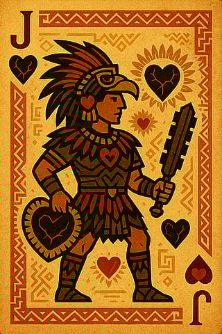 Aztec playing cards (hearts suit)'