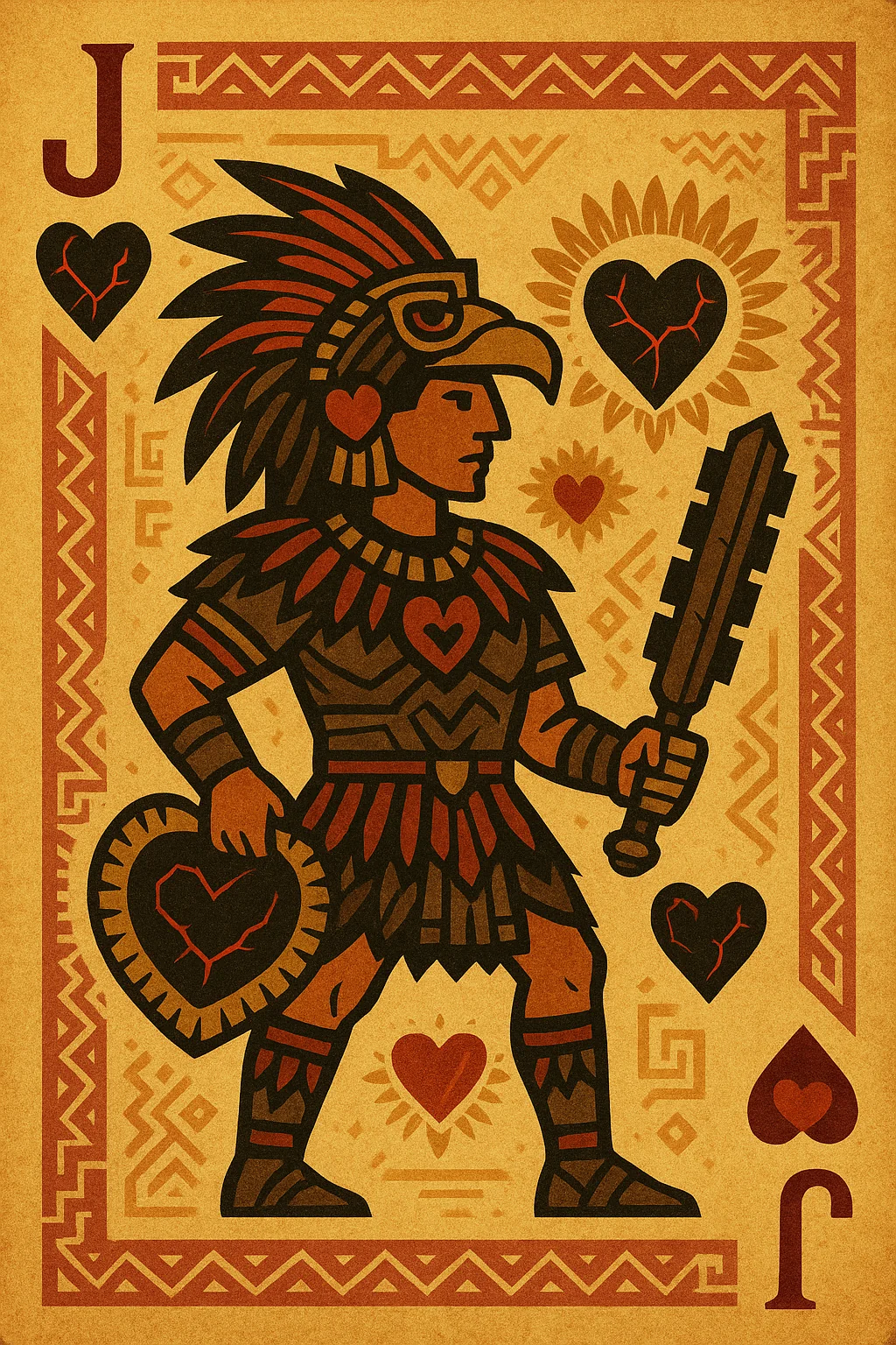 Aztec playing cards (hearts suit) picture 1 of 4