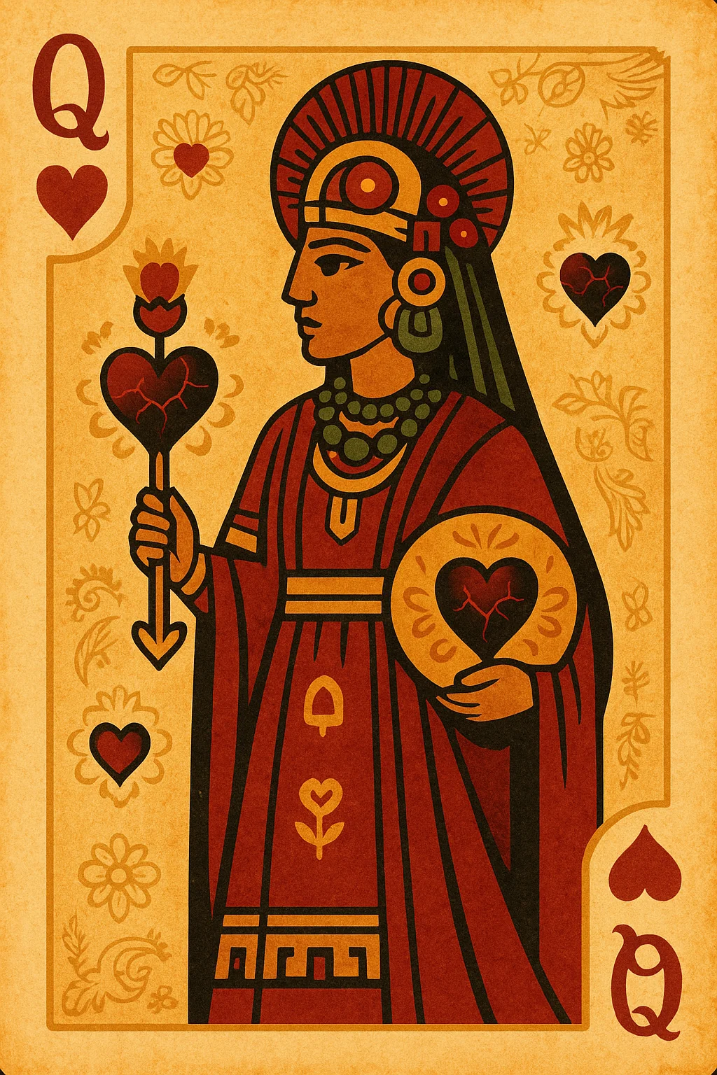 Aztec playing cards (hearts suit) picture 4 of 4