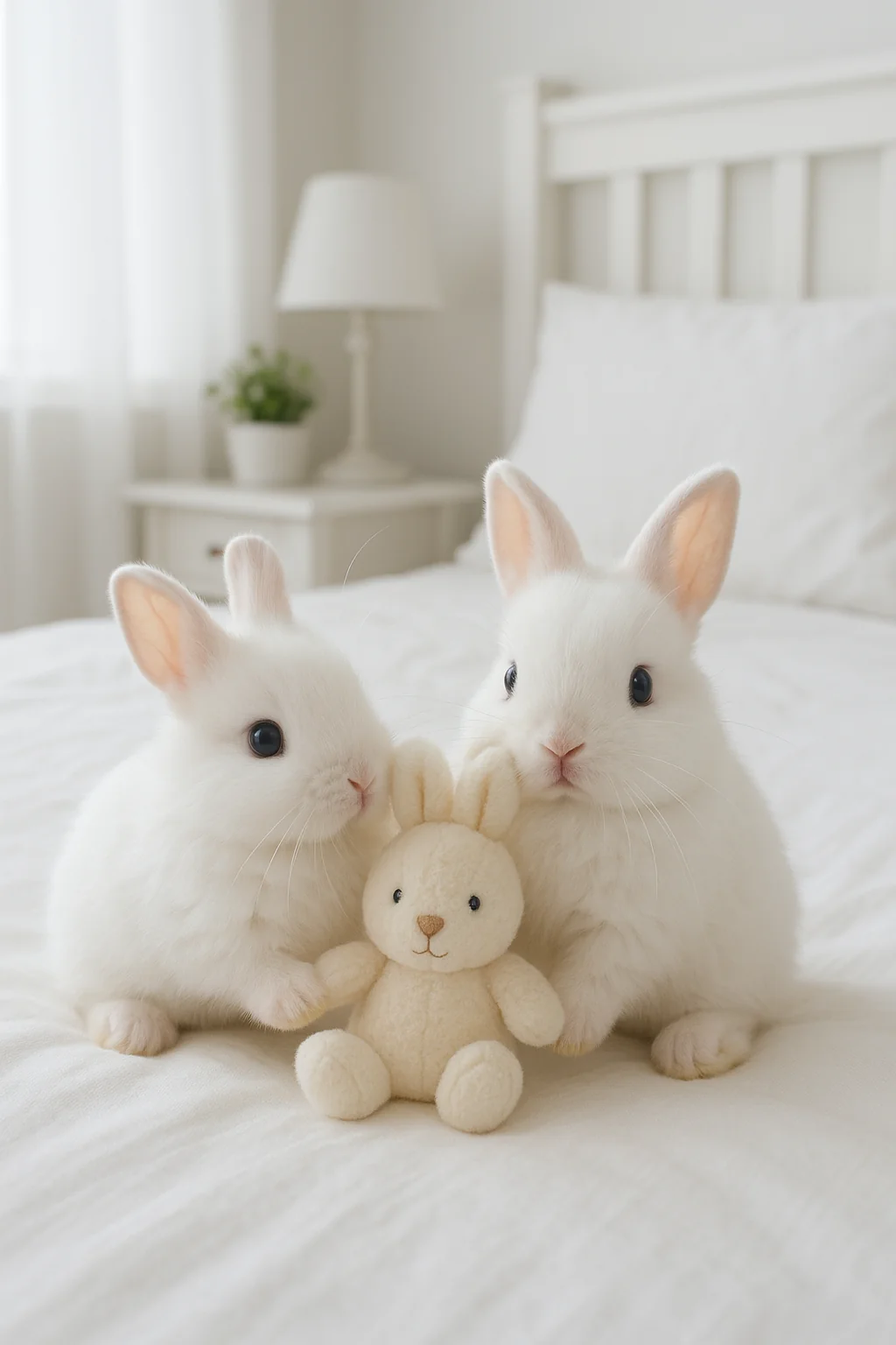 Cute Bunnies on bed! picture 1 of 1