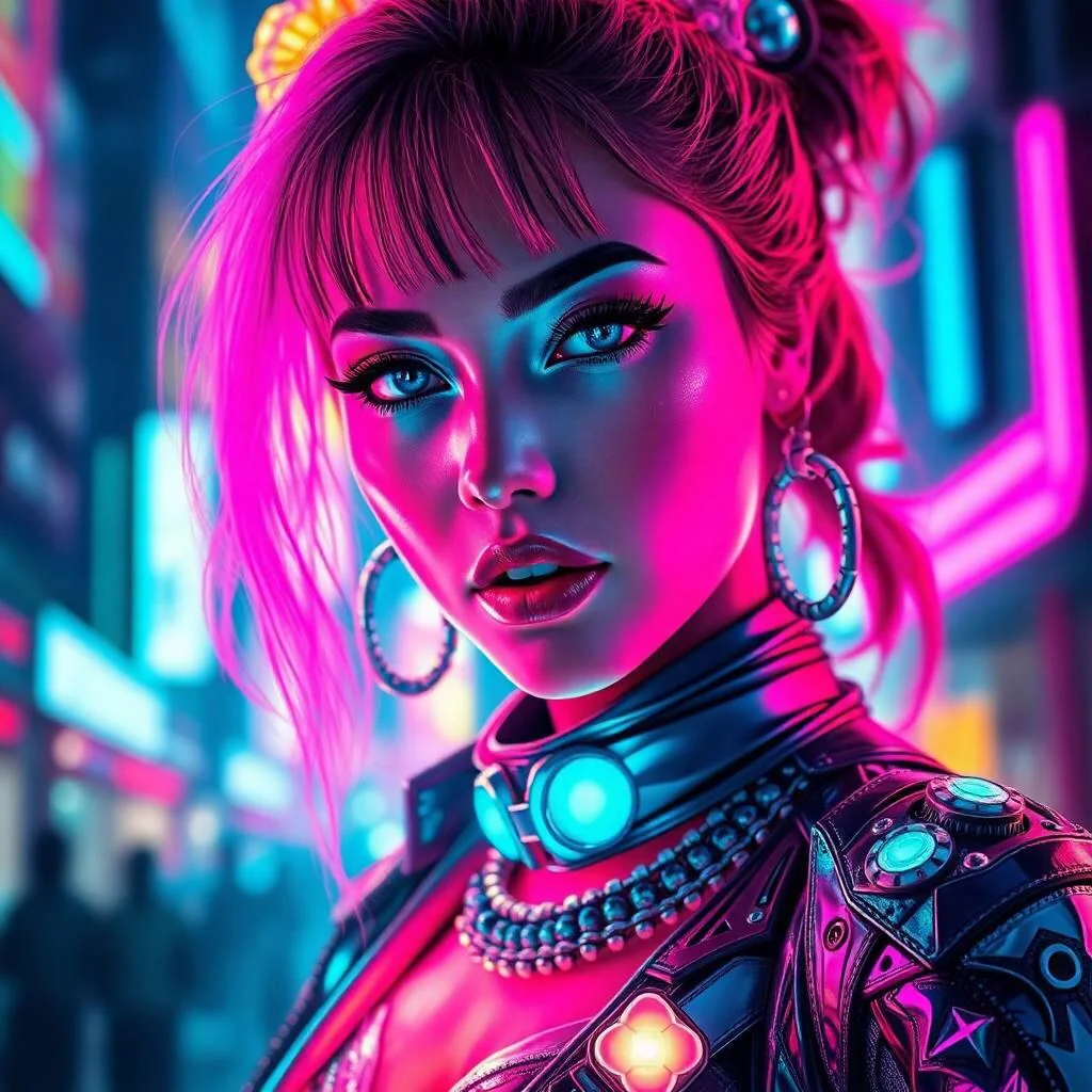 Neon Cyberpunk Diva — AI‑generated portrait picture 1 of 1