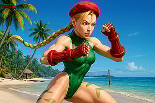 Female game character renders in the style of DoA Xtreme'