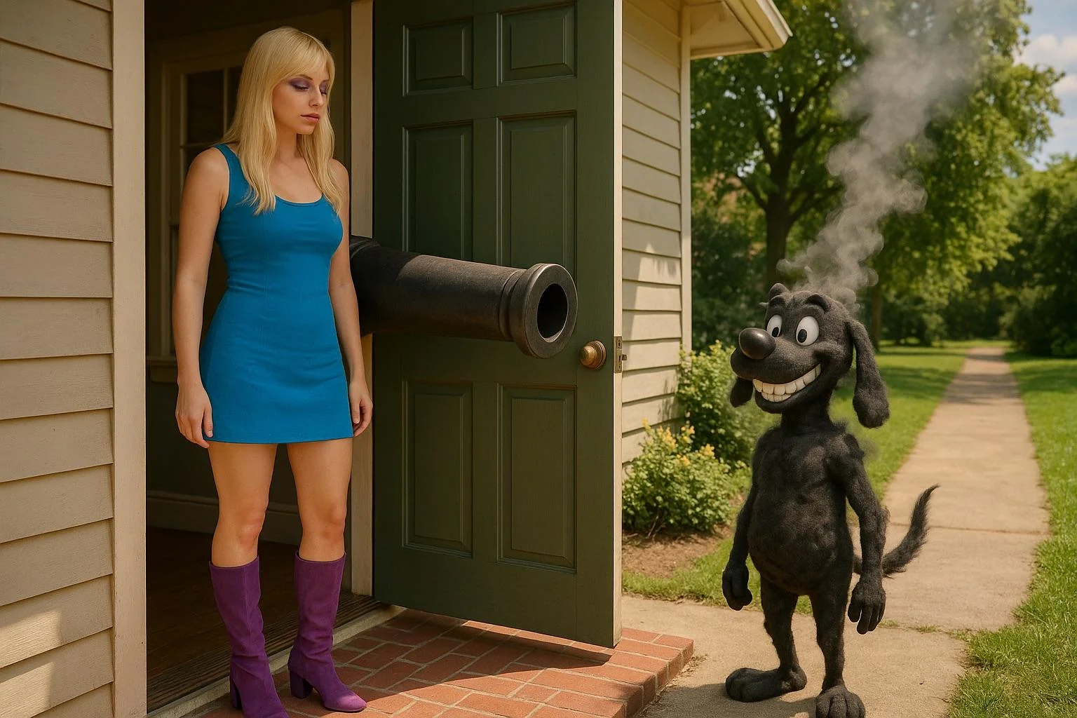 Ms. Ma’am Massage, House Cannon, Anvil Dummy and Explosion Scenes In Various Styles [Galaxy AI]. picture 3 of 20