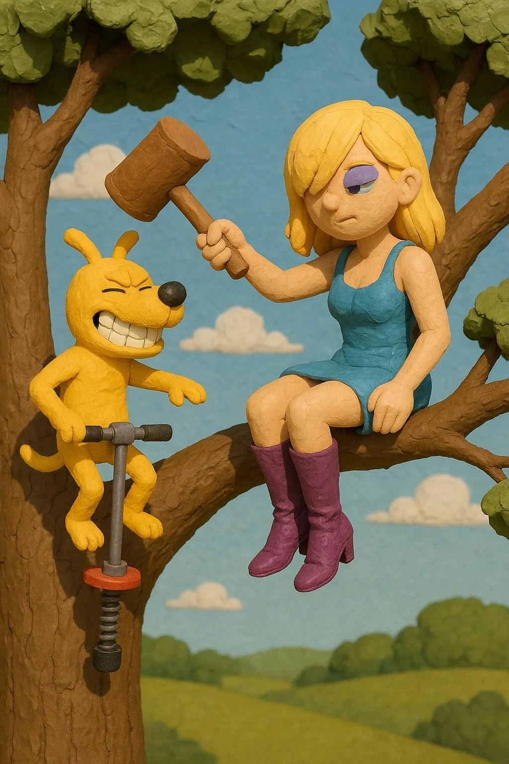 Ms. Ma’am Court And Pogo Stick Scenes In Various Mediums [Galaxy AI]. picture 2 of 20