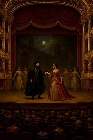 Christine and the Phantom Performing Past the Point of No Return in Don Juan Triumphant – Palais Garnier, 1881'