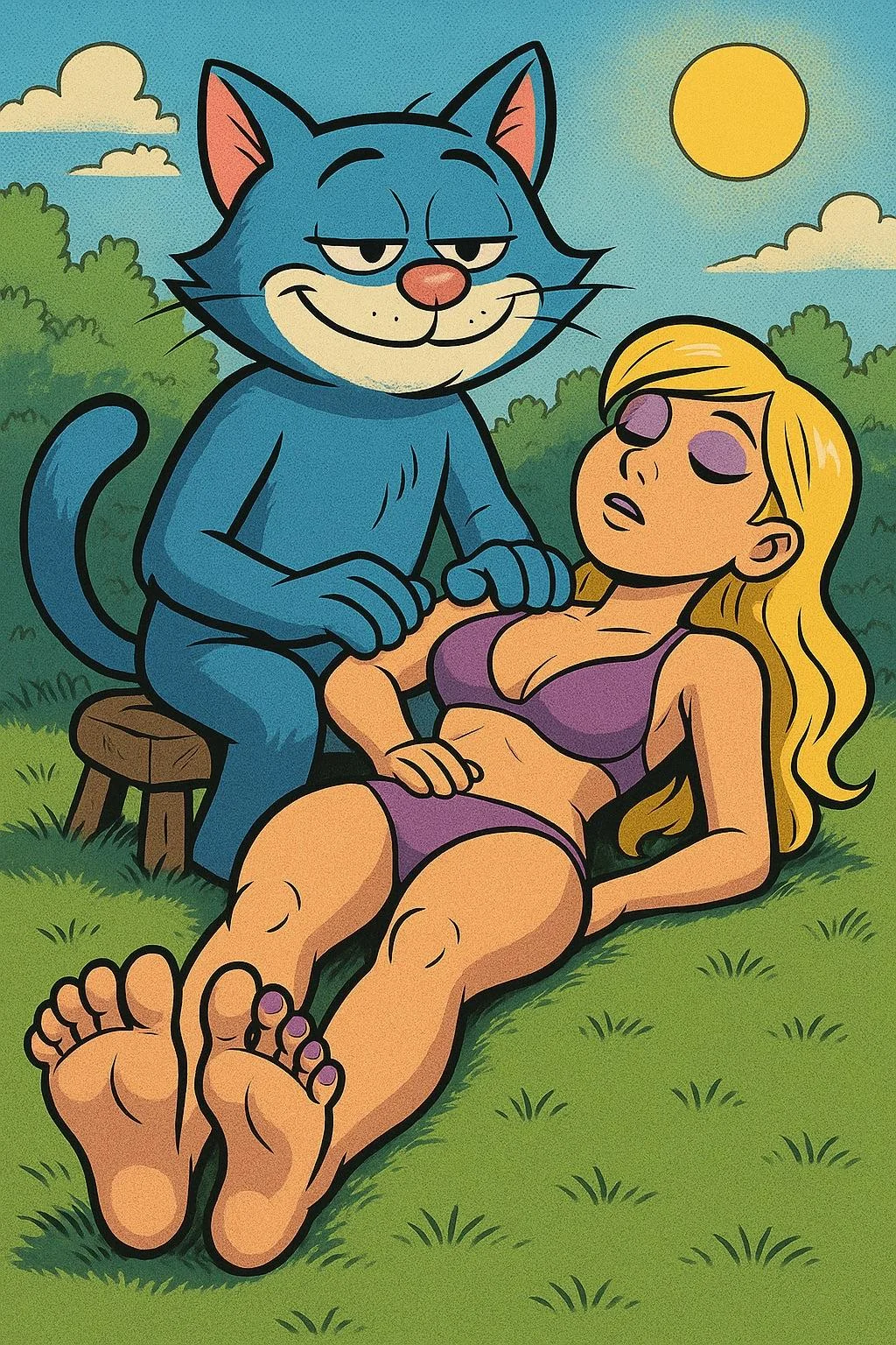Comic Book Pixar Ms. Ma’am Massage Sleep, Massage, Love Club Hitting And Anvil Drop Scenes [Galaxy AI]. picture 3 of 4