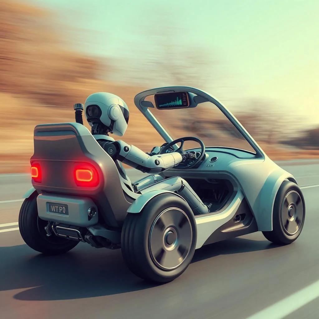 Robot driving futuristic car picture 1 of 1