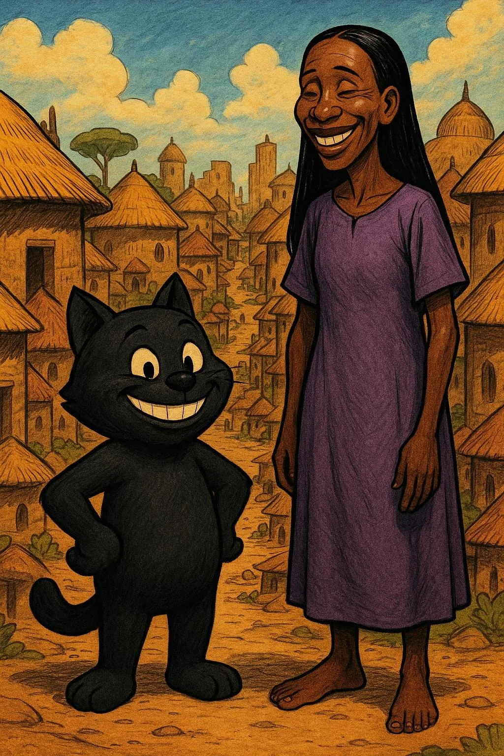 Comic Book Pixar Kitten Around African Setting Scene [Galaxy AI]. picture 2 of 4