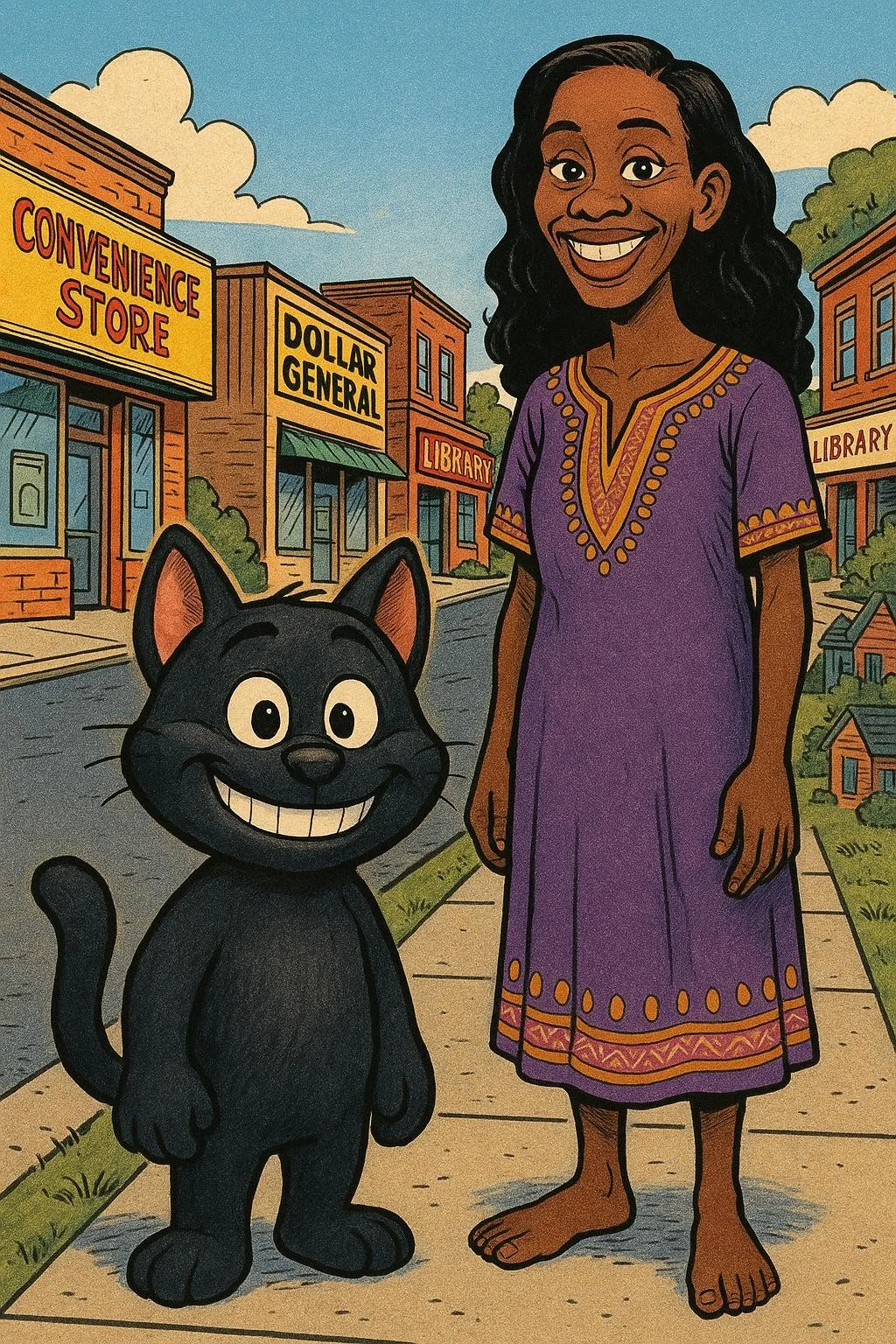 Comic Book Pixar Kitten Around African Setting Scene [Galaxy AI]. picture 4 of 4