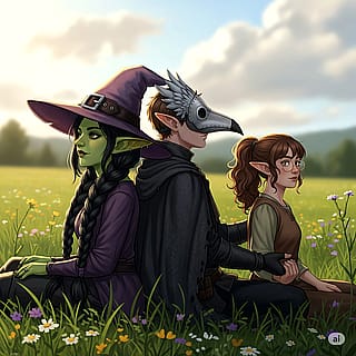 My spouse and our friend, re-imagined.'