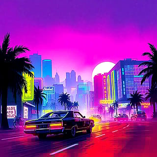 Retro 80s Neon - AI generated image'