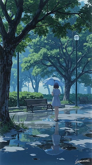 Blue Moment Under the Umbrella / Phone Wallpaper Archives'