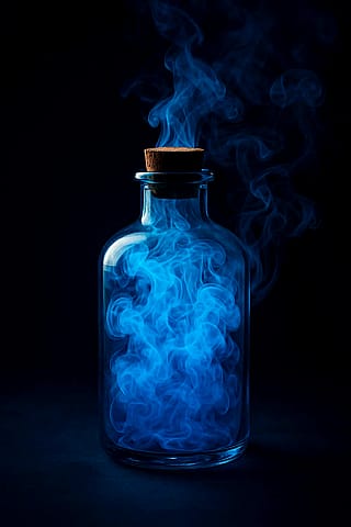 Captured a Bottle of Enchanted Blue Smoke – What Do You Think It Holds?'