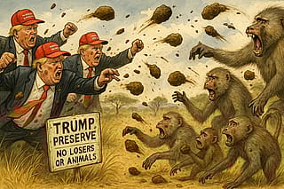 The Trumps of the Serengeti Engage in a Territorial Poo-Flinging Fight with a Baboon Troop'