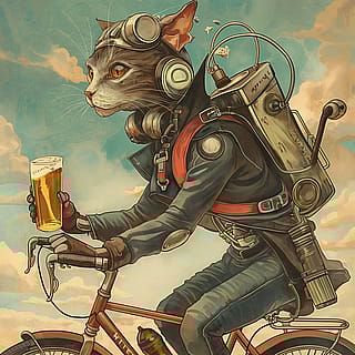 Cat on a bike'