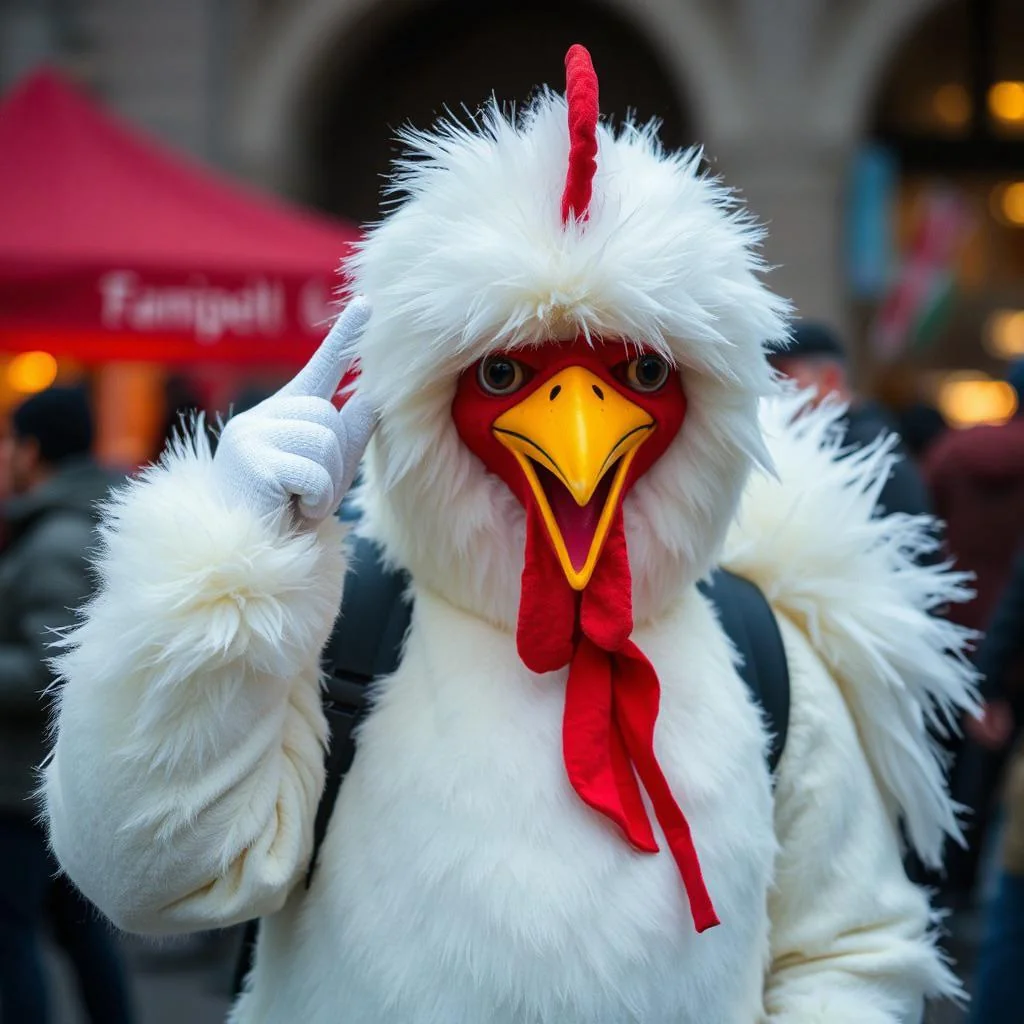 Man in chicken costume picture 1 of 1