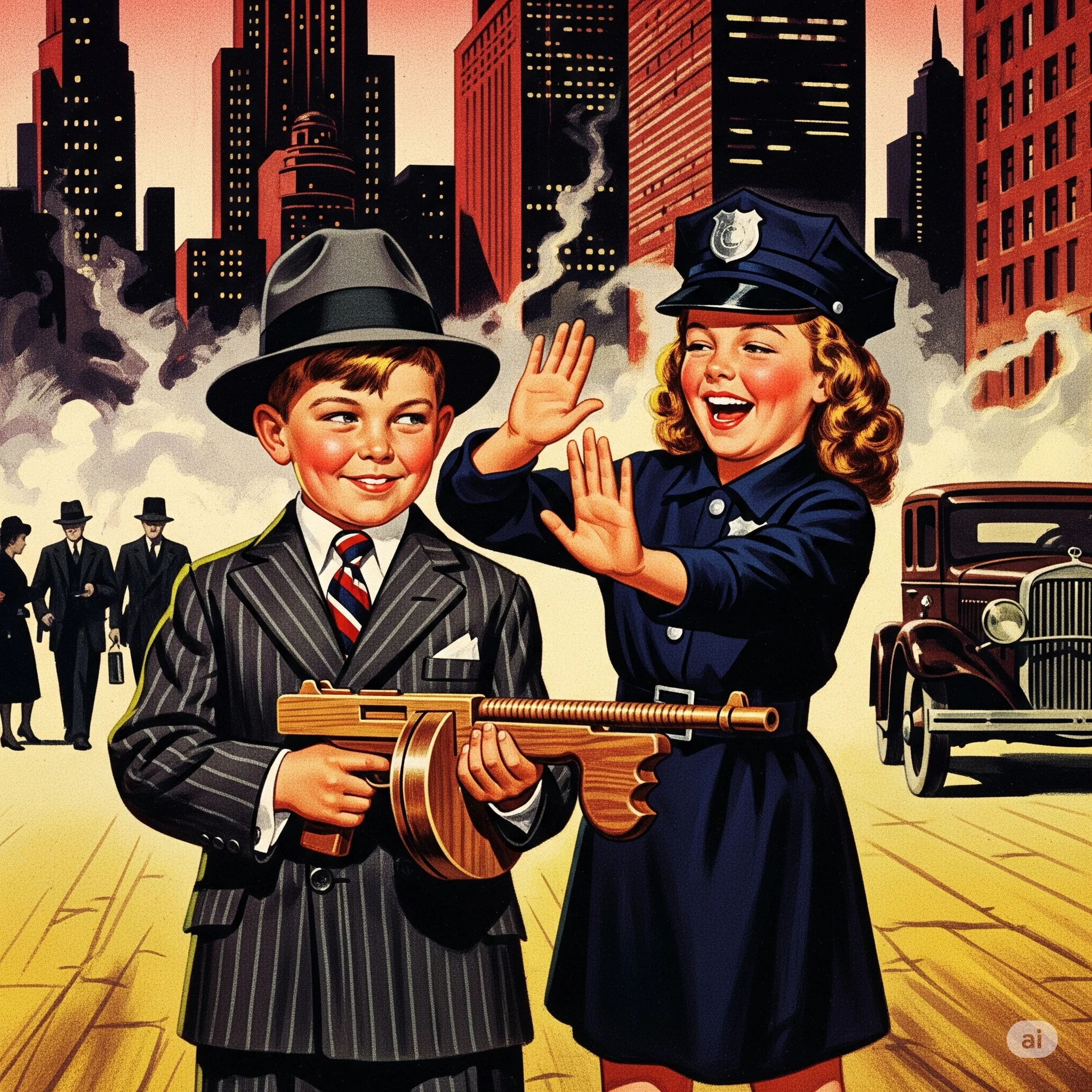 Baby gangsters and Policemen in Chicago, 1930s picture 1 of 1