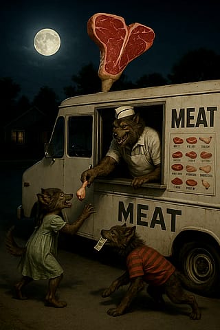 The kids come running when they hear the meat truck's jingle'