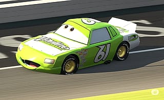 Senior piston cup racer "James Cleanair" in middle of qualifying'