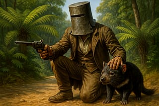 Ned Kelly and a Tassie Devil'