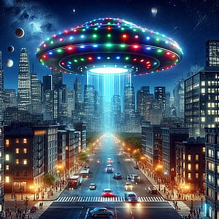 UFO flying across the City'